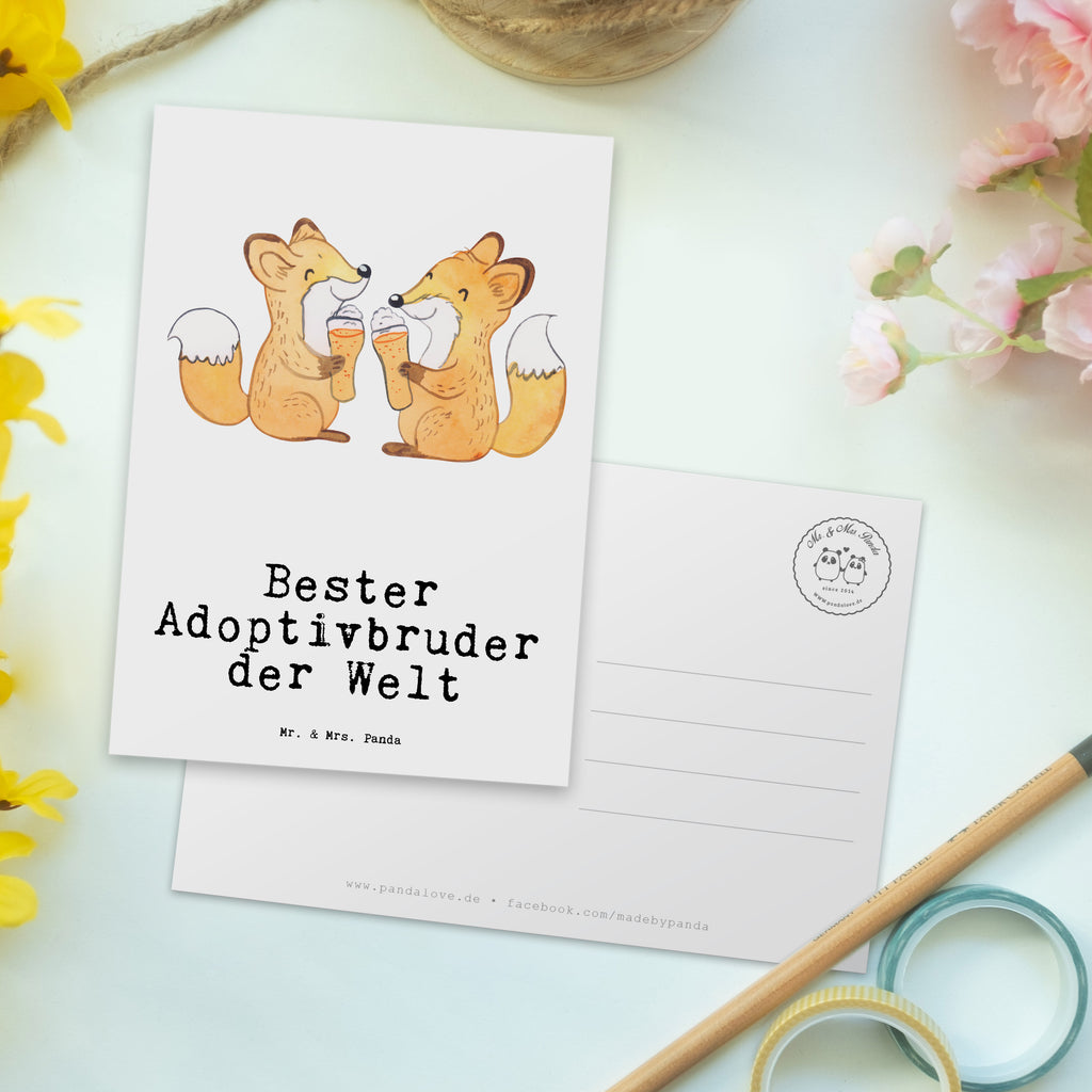 Postkarte Fuchs Bester Adoptivbruder der Welt Postkarte, Karte, Geschenkkarte, Grußkarte, Einladung, Ansichtskarte, Geburtstagskarte, Einladungskarte, Dankeskarte, Ansichtskarten, Einladung Geburtstag, Einladungskarten Geburtstag, für, Dankeschön, Geschenk, Schenken, Geburtstag, Geburtstagsgeschenk, Geschenkidee, Danke, Bedanken, Mitbringsel, Freude machen, Geschenktipp, Adoptivbruder, adoptiert, Bruder, Brudi, Geschwister, Bruderherz, Schwester, Familie, Kleinigkeit, Brother, Bester, Sohn