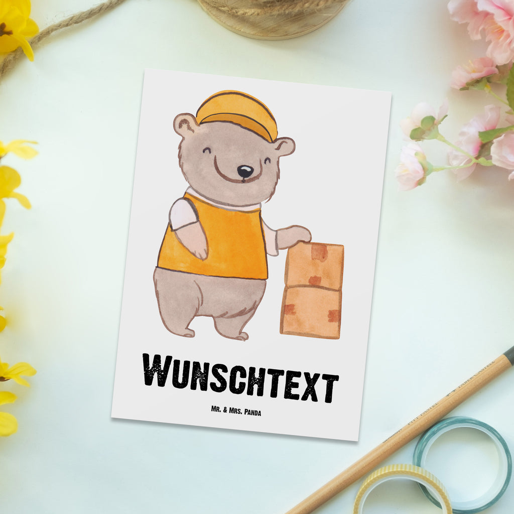 Personalisierte Postkarte Lagerarbeiter mit Herz Postkarte mit Namen, Postkarte bedrucken, Postkarte mit Wunschtext, Postkarte personalisierbar, Geschenkkarte mit Namen, Grußkarte mit Namen, Karte mit Namen, Einladung mit Namen, Ansichtskarte mit Namen, Geschenkkarte mit Wunschtext, Grußkarte mit Wunschtext, Karte mit Wunschtext, Einladung mit Wunschtext, Ansichtskarte mit Wunschtext, Beruf, Ausbildung, Jubiläum, Abschied, Rente, Kollege, Kollegin, Geschenk, Schenken, Arbeitskollege, Mitarbeiter, Firma, Danke, Dankeschön, Lagerarbeiter, Fachlagerist, Lagerist, Lagerverwalter