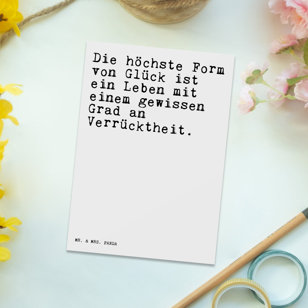 Postkarte Sprüche und Zitate Die höchste Form von Glück ist ein Leben mit einem gewissen Grad an Verrücktheit. Postkarte, Karte, Geschenkkarte, Grußkarte, Einladung, Ansichtskarte, Geburtstagskarte, Einladungskarte, Dankeskarte, Ansichtskarten, Einladung Geburtstag, Einladungskarten Geburtstag, Spruch, Sprüche, lustige Sprüche, Weisheiten, Zitate, Spruch Geschenke, Spruch Sprüche Weisheiten Zitate Lustig Weisheit Worte