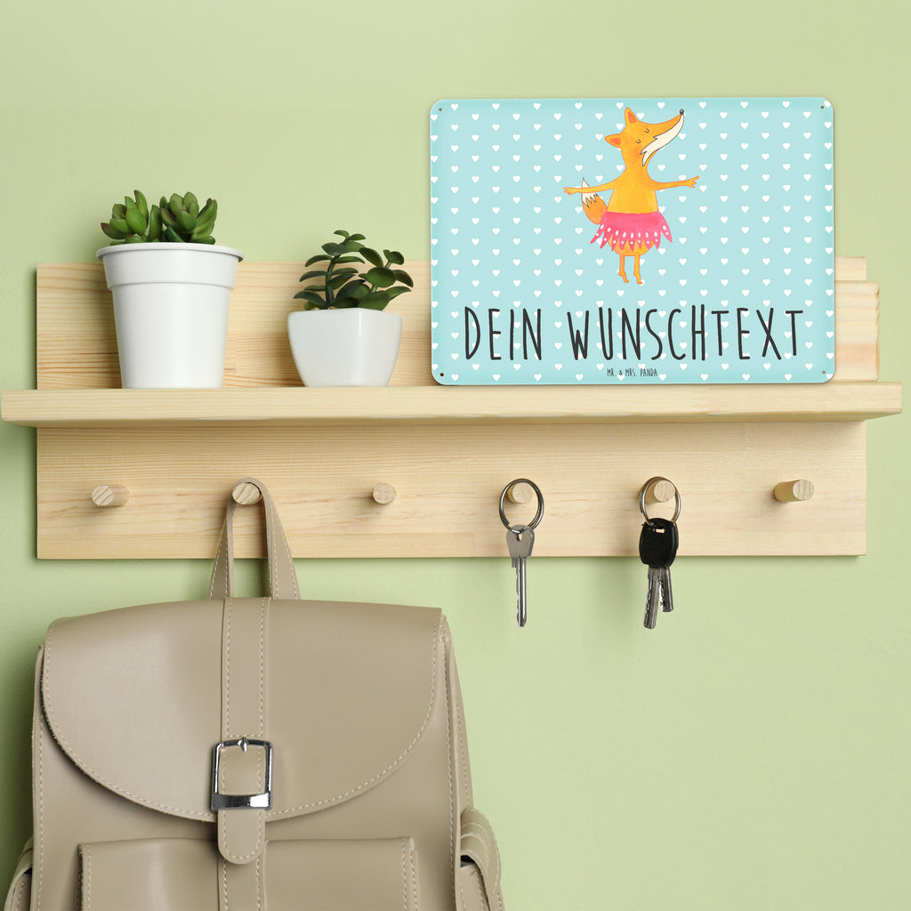 Personalisiertes Blechschild Fuchs Ballerina Blechschild, Metallschild, Geschenk Schild, Schild, Magnet-Metall-Schild, Deko Schild, Wandschild, Wand-Dekoration, Türschild, Fuchs, Fuchs Spruch, Füchse, Füchsin, Ballerina, Ballett, Tänzerin, Tanzen, Party, Einladung, Geburtstag