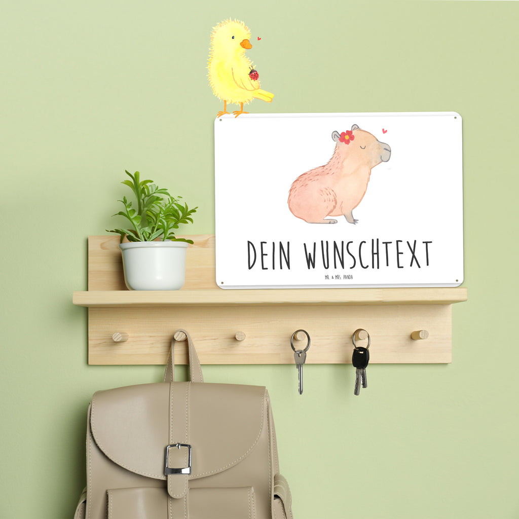 Personalisiertes Blechschild Capybara Blume Blechschild, Metallschild, Geschenk Schild, Schild, Magnet-Metall-Schild, Deko Schild, Wandschild, Wand-Dekoration, Türschild, Tiermotive, Gute Laune, lustige Sprüche, Tiere, Capybara