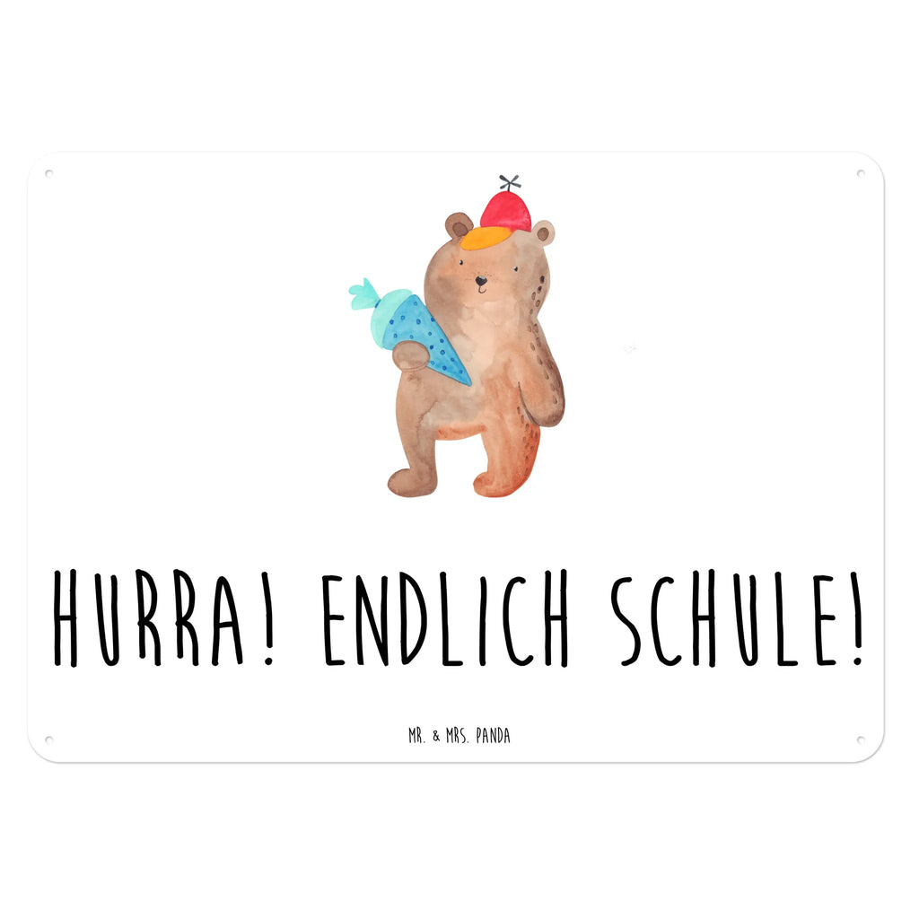 Blechschild Bär Schultüte Blechschild, Metallschild, Geschenk Schild, Schild, Magnet-Metall-Schild, Deko Schild, Wandschild, Wand-Dekoration, Türschild, Bär, Teddy, Teddybär, Bär Motiv, Schultüte, Erster Schultag Geschenk, Einschulung Geschenk, Schule Geschenk, Grundschule, Schulanfang, Schulbeginn