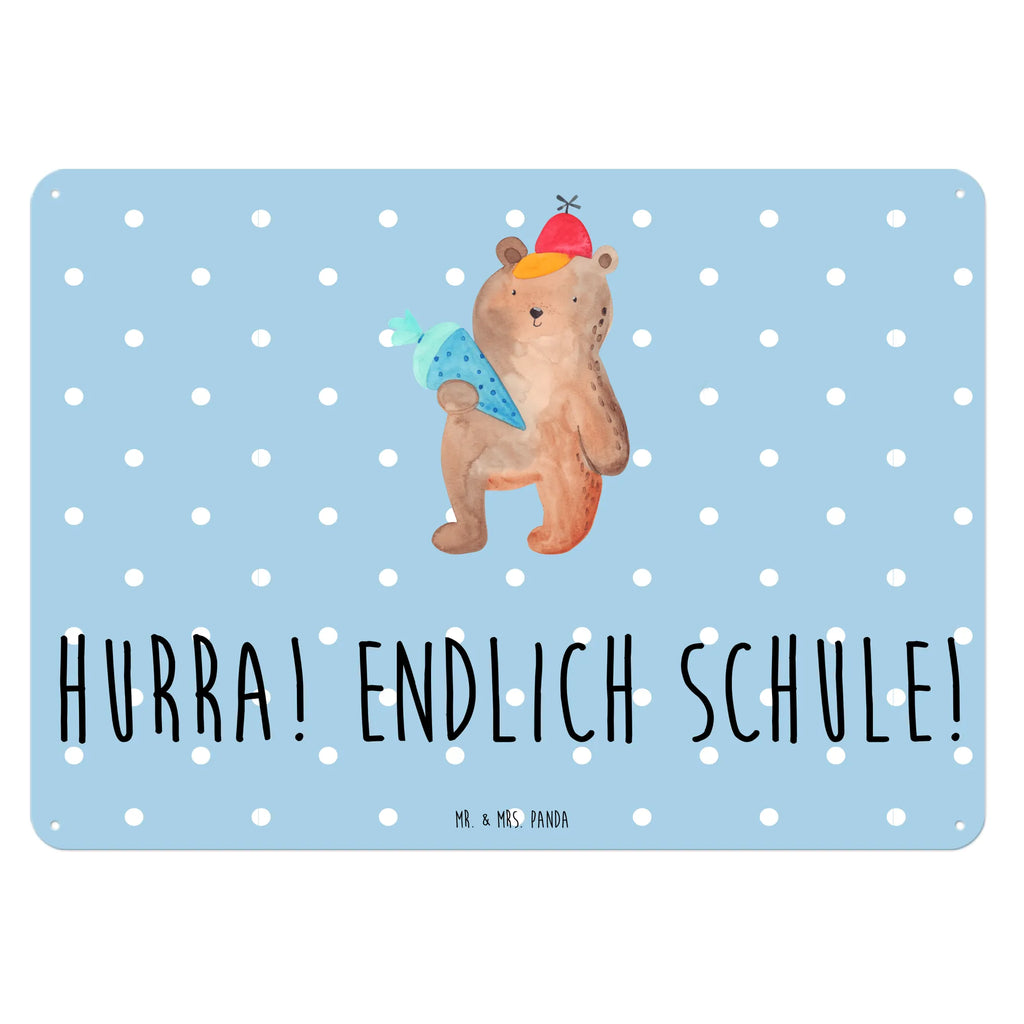 Blechschild Bär Schultüte Blechschild, Metallschild, Geschenk Schild, Schild, Magnet-Metall-Schild, Deko Schild, Wandschild, Wand-Dekoration, Türschild, Bär, Teddy, Teddybär, Bär Motiv, Schultüte, Erster Schultag Geschenk, Einschulung Geschenk, Schule Geschenk, Grundschule, Schulanfang, Schulbeginn