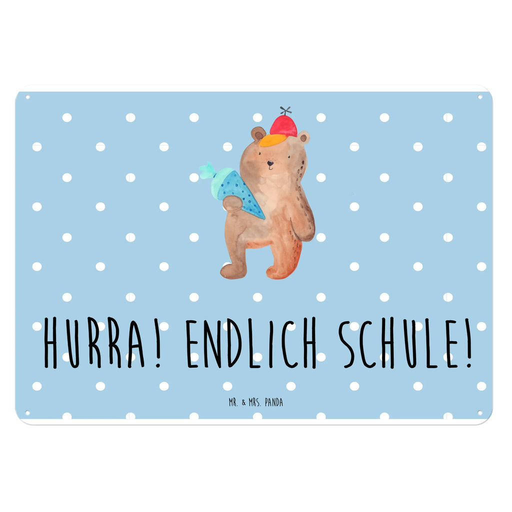 Blechschild Bär Schultüte Blechschild, Metallschild, Geschenk Schild, Schild, Magnet-Metall-Schild, Deko Schild, Wandschild, Wand-Dekoration, Türschild, Bär, Teddy, Teddybär, Bär Motiv, Schultüte, Erster Schultag Geschenk, Einschulung Geschenk, Schule Geschenk, Grundschule, Schulanfang, Schulbeginn