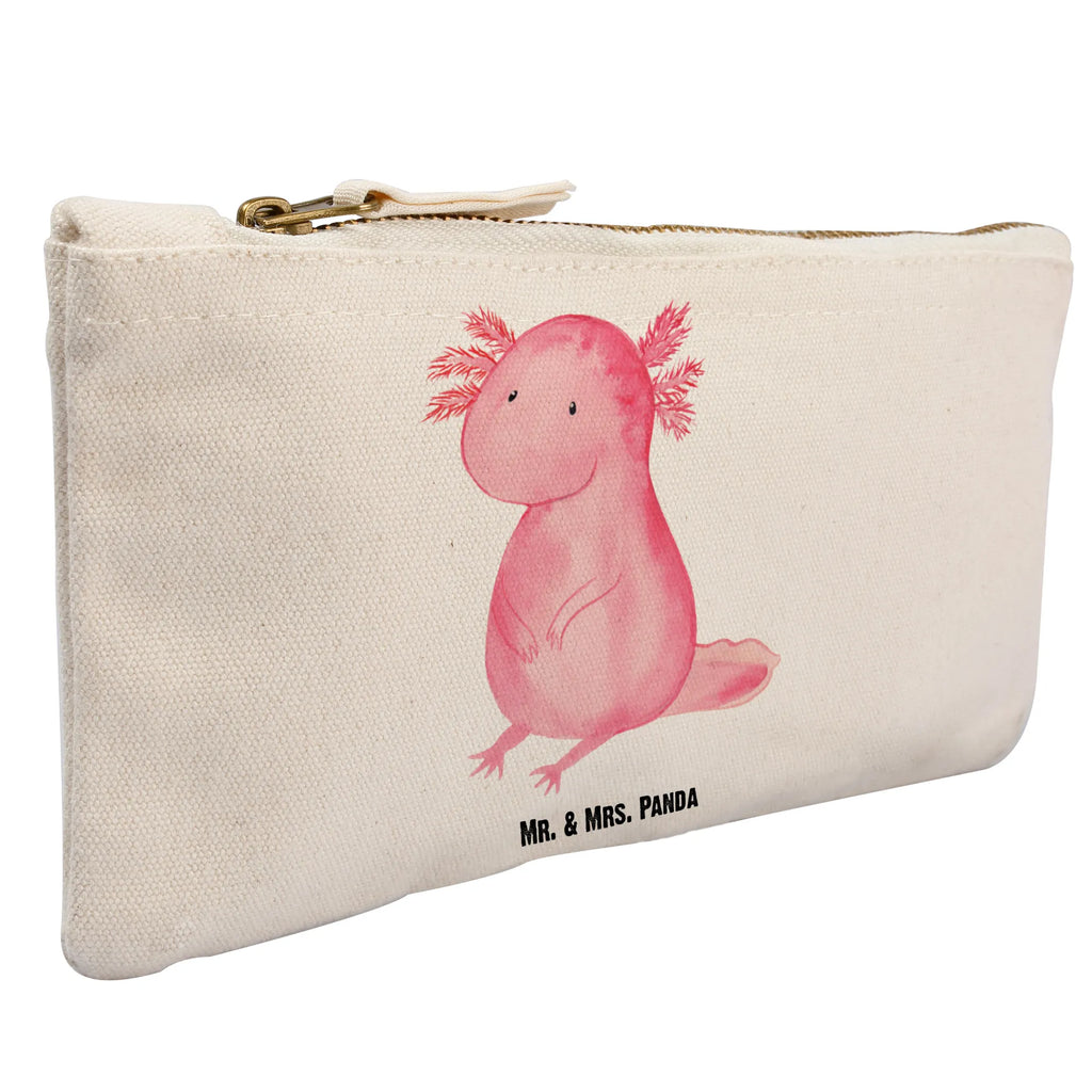 Schminktasche Axolotl null Schminktasche, Kosmetiktasche, Kosmetikbeutel, Stiftemäppchen, Etui, Federmappe, Makeup, XXL, Schminketui, Kosmetiketui, Schlamperetui, Axolotl, Molch, Axolot, vergnügt, fröhlich, zufrieden, Lebensstil, Weisheit, Lebensweisheit, Liebe, Freundin