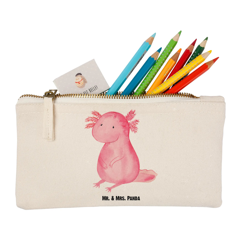 Schminktasche Axolotl null Schminktasche, Kosmetiktasche, Kosmetikbeutel, Stiftemäppchen, Etui, Federmappe, Makeup, XXL, Schminketui, Kosmetiketui, Schlamperetui, Axolotl, Molch, Axolot, vergnügt, fröhlich, zufrieden, Lebensstil, Weisheit, Lebensweisheit, Liebe, Freundin