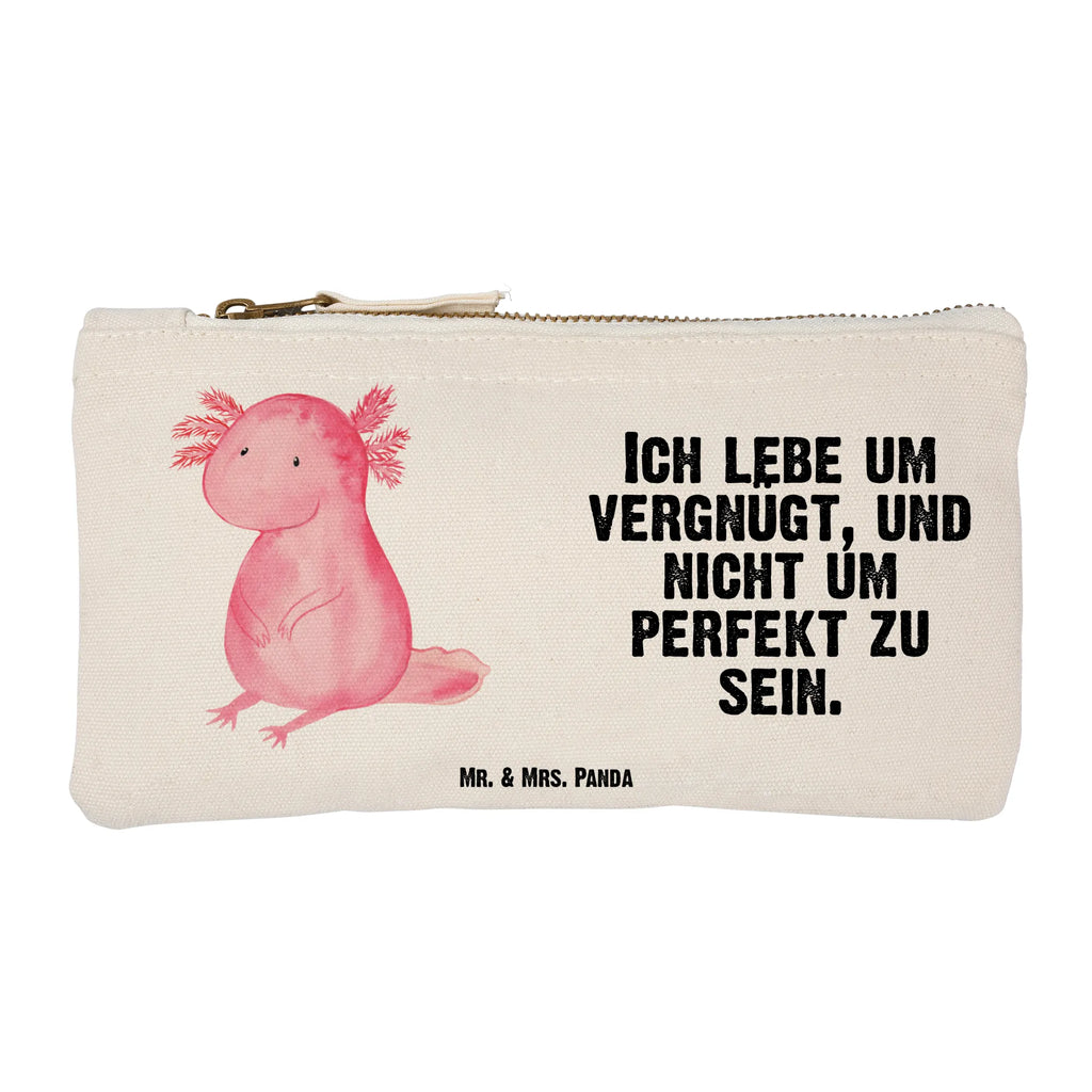 Schminktasche Axolotl null Schminktasche, Kosmetiktasche, Kosmetikbeutel, Stiftemäppchen, Etui, Federmappe, Makeup, XXL, Schminketui, Kosmetiketui, Schlamperetui, Axolotl, Molch, Axolot, vergnügt, fröhlich, zufrieden, Lebensstil, Weisheit, Lebensweisheit, Liebe, Freundin