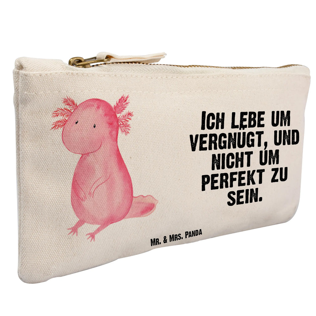 Schminktasche Axolotl null Schminktasche, Kosmetiktasche, Kosmetikbeutel, Stiftemäppchen, Etui, Federmappe, Makeup, XXL, Schminketui, Kosmetiketui, Schlamperetui, Axolotl, Molch, Axolot, vergnügt, fröhlich, zufrieden, Lebensstil, Weisheit, Lebensweisheit, Liebe, Freundin