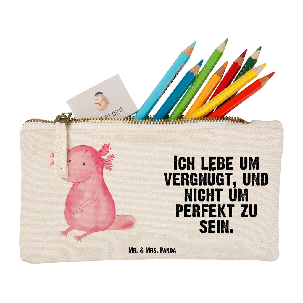 Schminktasche Axolotl null Schminktasche, Kosmetiktasche, Kosmetikbeutel, Stiftemäppchen, Etui, Federmappe, Makeup, XXL, Schminketui, Kosmetiketui, Schlamperetui, Axolotl, Molch, Axolot, vergnügt, fröhlich, zufrieden, Lebensstil, Weisheit, Lebensweisheit, Liebe, Freundin