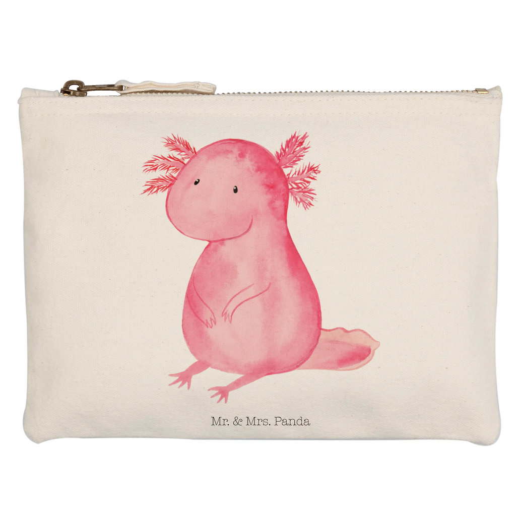 Schminktasche Axolotl null Schminktasche, Kosmetiktasche, Kosmetikbeutel, Stiftemäppchen, Etui, Federmappe, Makeup, XXL, Schminketui, Kosmetiketui, Schlamperetui, Axolotl, Molch, Axolot, vergnügt, fröhlich, zufrieden, Lebensstil, Weisheit, Lebensweisheit, Liebe, Freundin