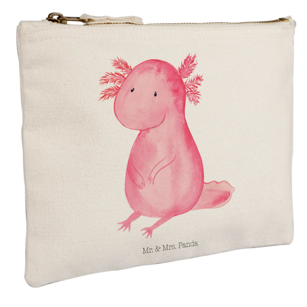 Schminktasche Axolotl null Schminktasche, Kosmetiktasche, Kosmetikbeutel, Stiftemäppchen, Etui, Federmappe, Makeup, XXL, Schminketui, Kosmetiketui, Schlamperetui, Axolotl, Molch, Axolot, vergnügt, fröhlich, zufrieden, Lebensstil, Weisheit, Lebensweisheit, Liebe, Freundin