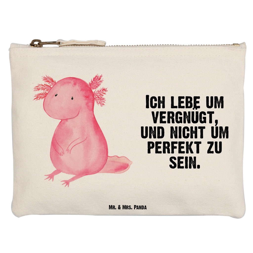 Schminktasche Axolotl null Schminktasche, Kosmetiktasche, Kosmetikbeutel, Stiftemäppchen, Etui, Federmappe, Makeup, XXL, Schminketui, Kosmetiketui, Schlamperetui, Axolotl, Molch, Axolot, vergnügt, fröhlich, zufrieden, Lebensstil, Weisheit, Lebensweisheit, Liebe, Freundin