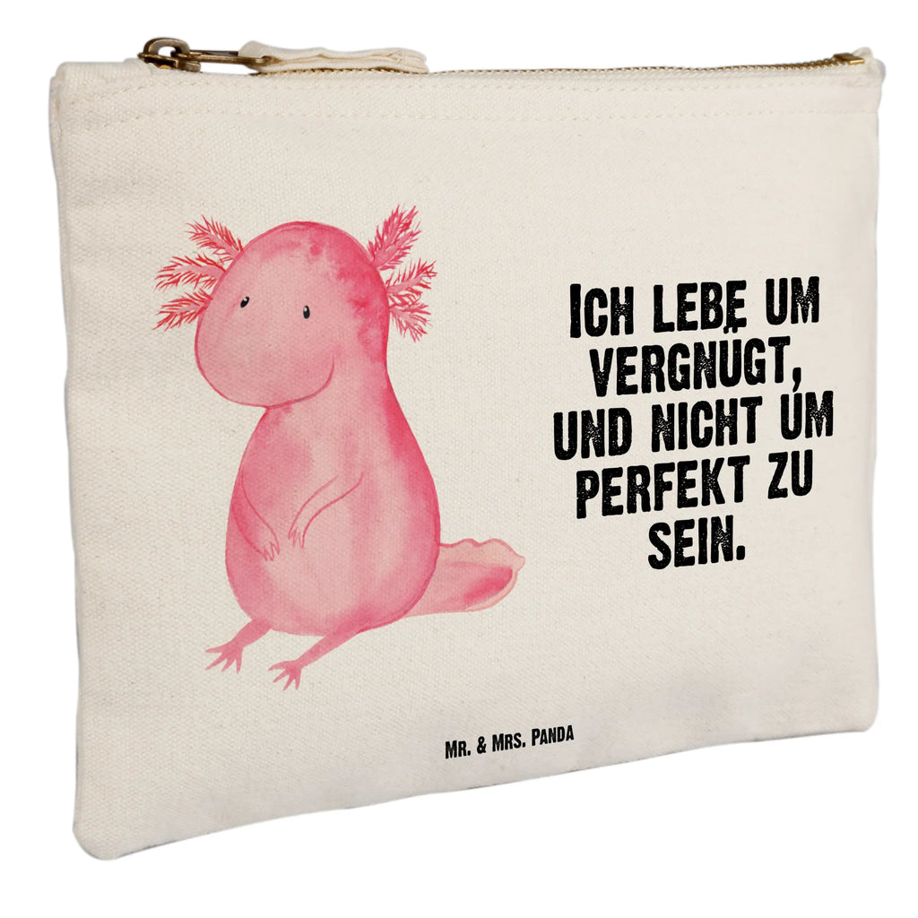 Schminktasche Axolotl null Schminktasche, Kosmetiktasche, Kosmetikbeutel, Stiftemäppchen, Etui, Federmappe, Makeup, XXL, Schminketui, Kosmetiketui, Schlamperetui, Axolotl, Molch, Axolot, vergnügt, fröhlich, zufrieden, Lebensstil, Weisheit, Lebensweisheit, Liebe, Freundin