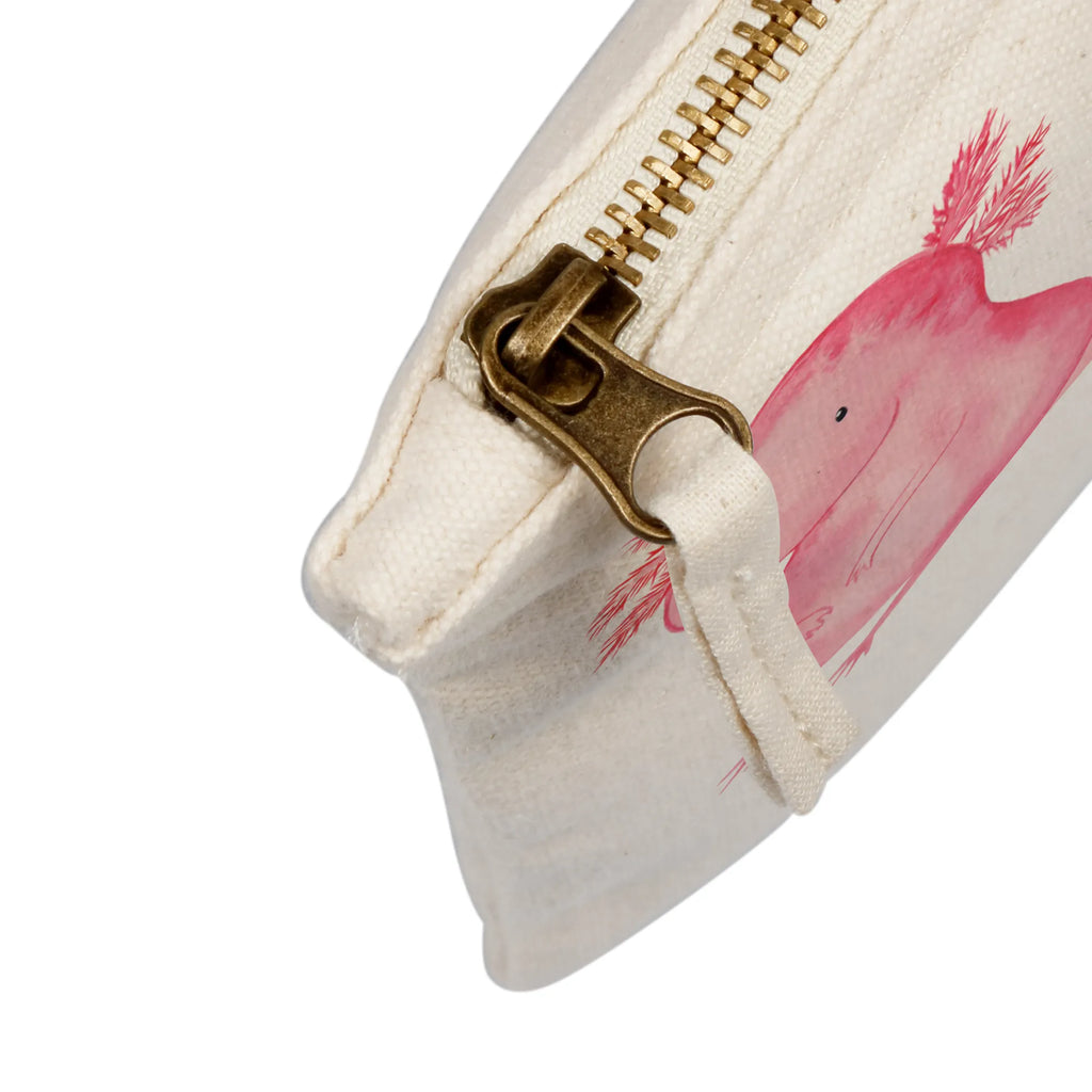 Schminktasche Axolotl null Schminktasche, Kosmetiktasche, Kosmetikbeutel, Stiftemäppchen, Etui, Federmappe, Makeup, XXL, Schminketui, Kosmetiketui, Schlamperetui, Axolotl, Molch, Axolot, vergnügt, fröhlich, zufrieden, Lebensstil, Weisheit, Lebensweisheit, Liebe, Freundin