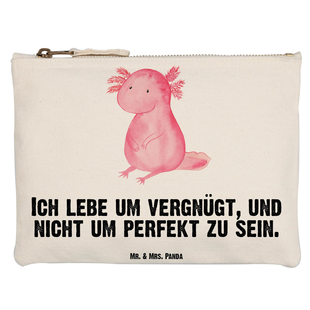 Schminktasche Axolotl null Schminktasche, Kosmetiktasche, Kosmetikbeutel, Stiftemäppchen, Etui, Federmappe, Makeup, XXL, Schminketui, Kosmetiketui, Schlamperetui, Axolotl, Molch, Axolot, vergnügt, fröhlich, zufrieden, Lebensstil, Weisheit, Lebensweisheit, Liebe, Freundin