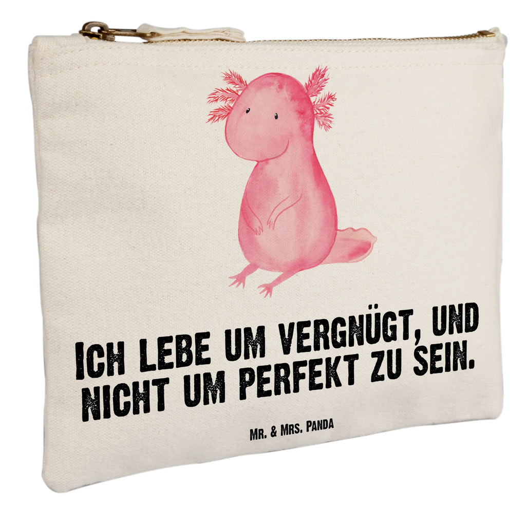 Schminktasche Axolotl null Schminktasche, Kosmetiktasche, Kosmetikbeutel, Stiftemäppchen, Etui, Federmappe, Makeup, XXL, Schminketui, Kosmetiketui, Schlamperetui, Axolotl, Molch, Axolot, vergnügt, fröhlich, zufrieden, Lebensstil, Weisheit, Lebensweisheit, Liebe, Freundin