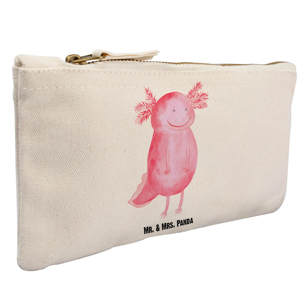 Schminktasche Axolotl Glücklich Schminktasche, Kosmetiktasche, Kosmetikbeutel, Stiftemäppchen, Etui, Federmappe, Makeup, XXL, Schminketui, Kosmetiketui, Schlamperetui, Axolotl, Molch, Axolot, Schwanzlurch, Lurch, Lurche, Motivation, gute Laune