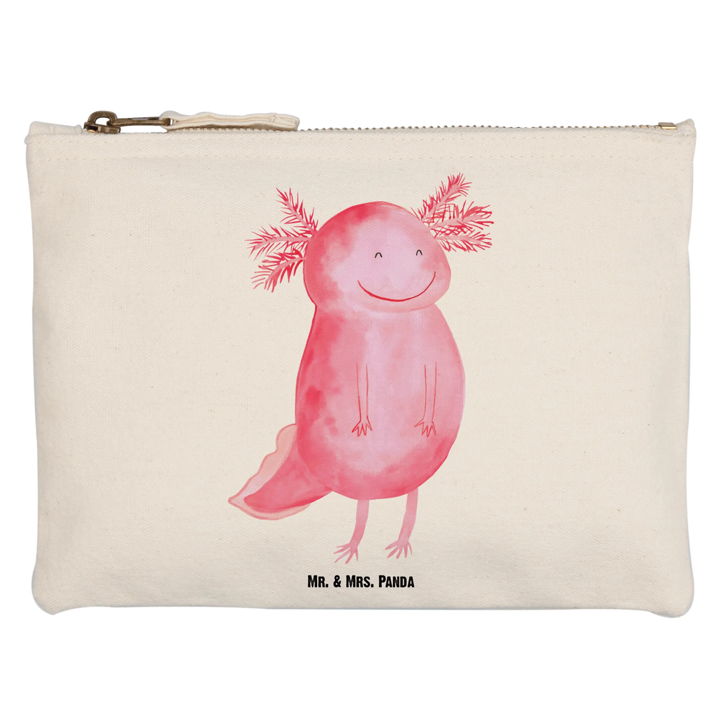 Schminktasche Axolotl Glücklich Schminktasche, Kosmetiktasche, Kosmetikbeutel, Stiftemäppchen, Etui, Federmappe, Makeup, XXL, Schminketui, Kosmetiketui, Schlamperetui, Axolotl, Molch, Axolot, Schwanzlurch, Lurch, Lurche, Motivation, gute Laune