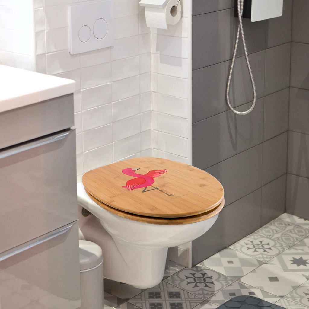 Motiv WC Sitz Flamingo Yoga Klobrille, Klodeckel, Toilettendeckel, WC-Sitz, Toilette, Flamingo, Vogel, Yoga, Namaste, Achtsamkeit, Yoga-Übung, Entspannung, Ärger, Aufregen, Tiefenentspannung