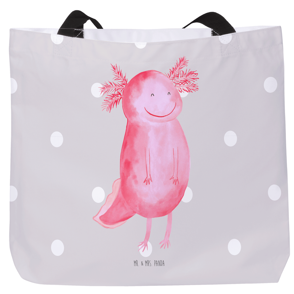 Shopper Axolotl Glücklich Beutel, Einkaufstasche, Tasche, Strandtasche, Einkaufsbeutel, Shopper, Schultasche, Freizeittasche, Tragebeutel, Schulbeutel, Alltagstasche, Axolotl, Molch, Axolot, Schwanzlurch, Lurch, Lurche, Motivation, gute Laune