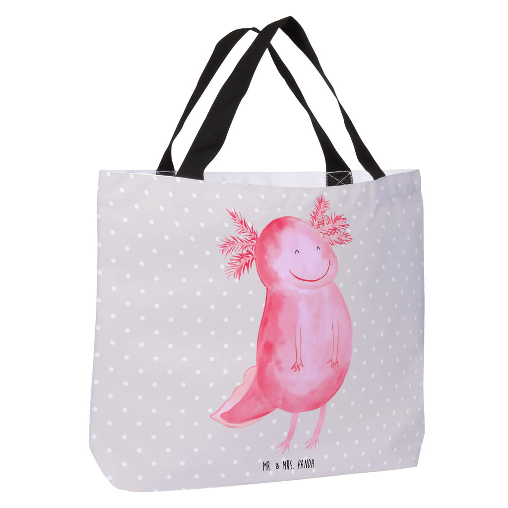 Shopper Axolotl Glücklich Beutel, Einkaufstasche, Tasche, Strandtasche, Einkaufsbeutel, Shopper, Schultasche, Freizeittasche, Tragebeutel, Schulbeutel, Alltagstasche, Axolotl, Molch, Axolot, Schwanzlurch, Lurch, Lurche, Motivation, gute Laune