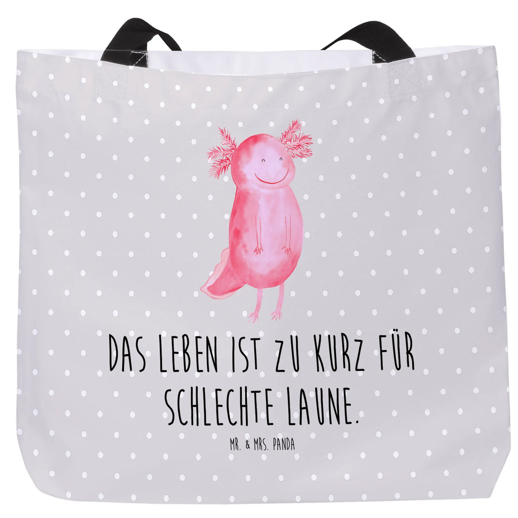 Shopper Axolotl Glücklich Beutel, Einkaufstasche, Tasche, Strandtasche, Einkaufsbeutel, Shopper, Schultasche, Freizeittasche, Tragebeutel, Schulbeutel, Alltagstasche, Axolotl, Molch, Axolot, Schwanzlurch, Lurch, Lurche, Motivation, gute Laune