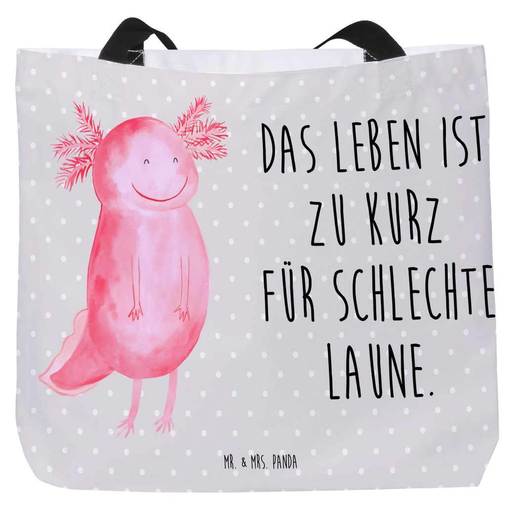 Shopper Axolotl Glücklich Beutel, Einkaufstasche, Tasche, Strandtasche, Einkaufsbeutel, Shopper, Schultasche, Freizeittasche, Tragebeutel, Schulbeutel, Alltagstasche, Axolotl, Molch, Axolot, Schwanzlurch, Lurch, Lurche, Motivation, gute Laune