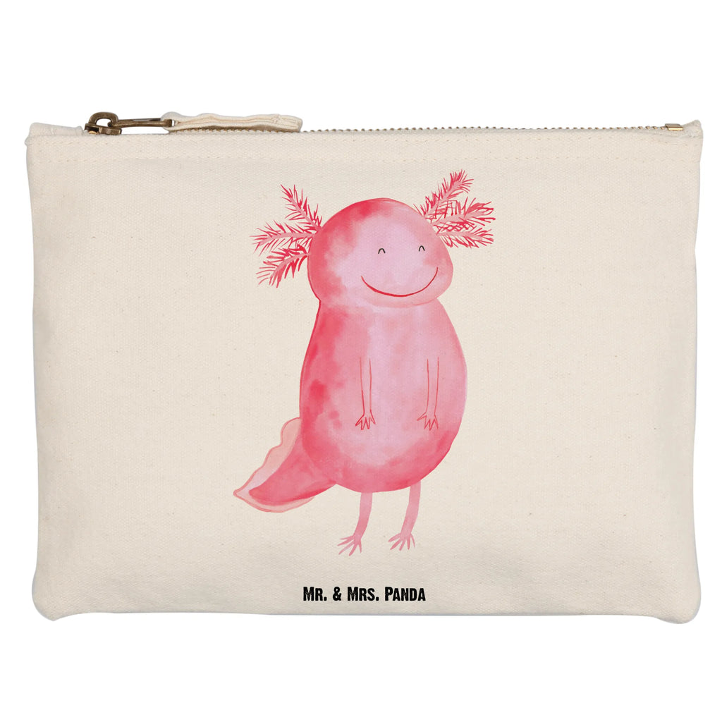 Schminktasche Axolotl Glücklich Schminktasche, Kosmetiktasche, Kosmetikbeutel, Stiftemäppchen, Etui, Federmappe, Makeup, XXL, Schminketui, Kosmetiketui, Schlamperetui, Axolotl, Molch, Axolot, Schwanzlurch, Lurch, Lurche, Motivation, gute Laune