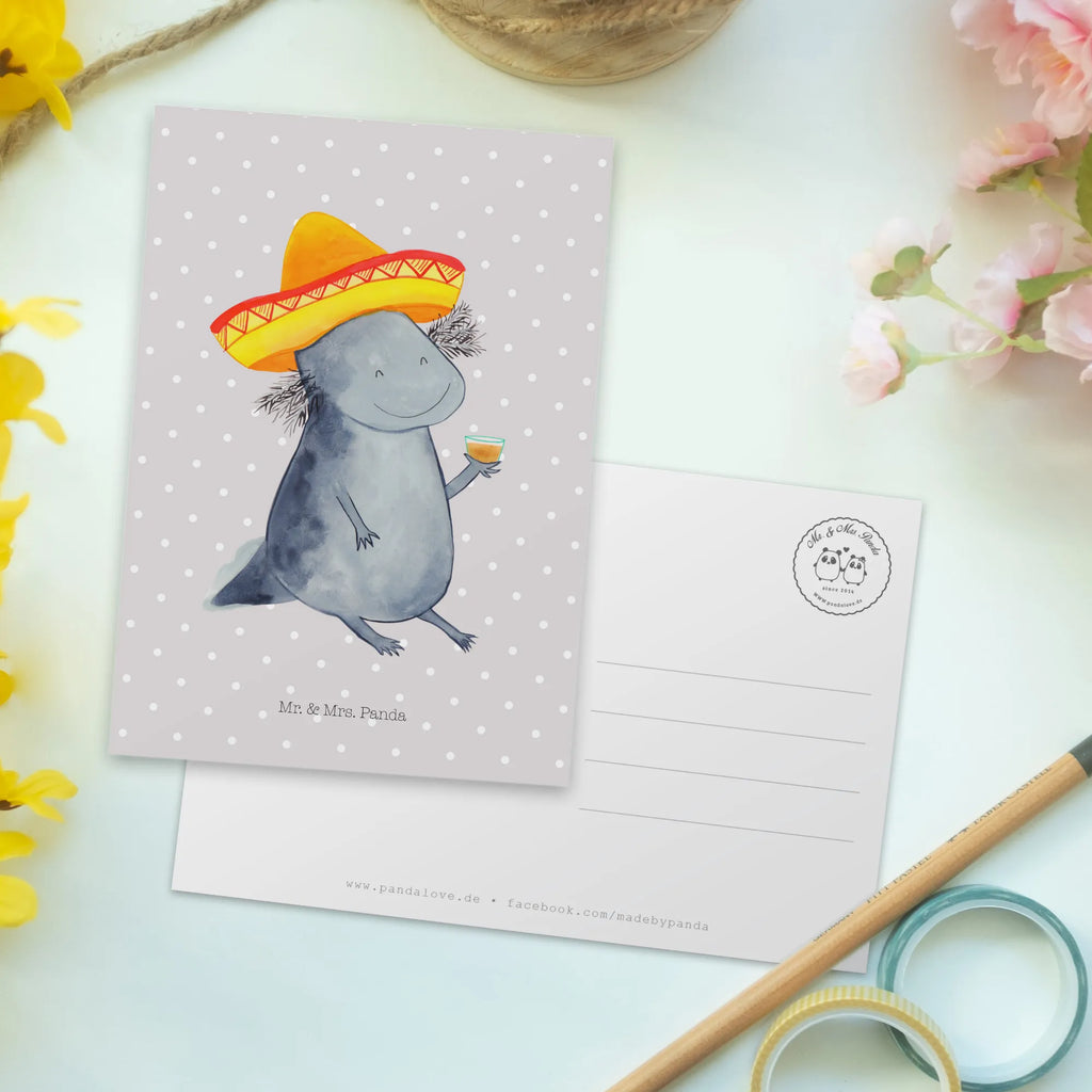 Postkarte Axolotl Tequila Postkarte, Karte, Geschenkkarte, Grußkarte, Einladung, Ansichtskarte, Geburtstagskarte, Einladungskarte, Dankeskarte, Ansichtskarten, Einladung Geburtstag, Einladungskarten Geburtstag, Axolotl, Molch, Mexico, Mexiko, Sombrero, Zitrone, Tequila, Motivation, Spruch, Schwanzlurch, Lurch, Lurche, Axolot, Feuerdrache, Feuersalamander