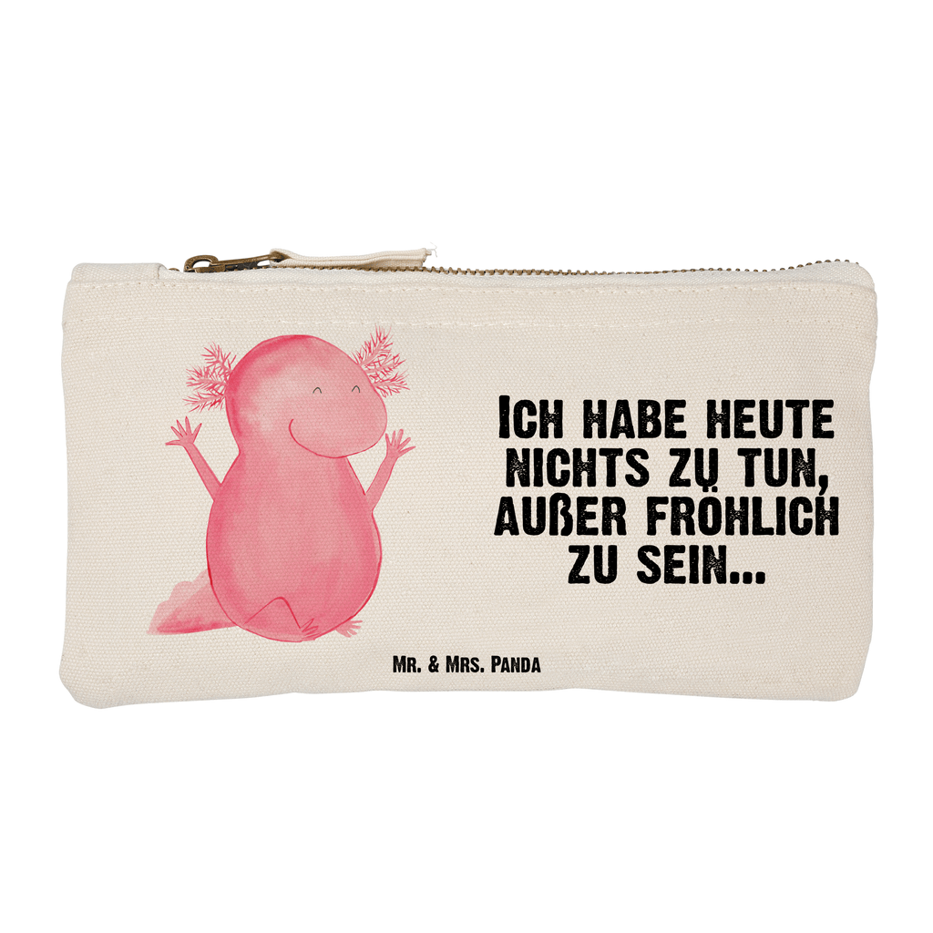 Schminktasche Axolotl Hurra Schminktasche, Kosmetiktasche, Kosmetikbeutel, Stiftemäppchen, Etui, Federmappe, Makeup, XXL, Schminketui, Kosmetiketui, Schlamperetui, Axolotl, Molch, Axolot, Schwanzlurch, Lurch, Lurche, fröhlich, Spaß, Freude, Motivation, Zufriedenheit