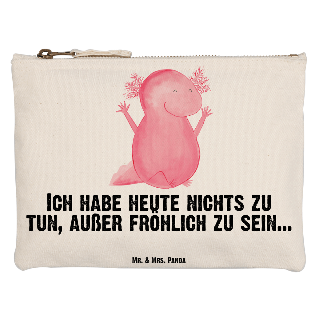 Schminktasche Axolotl Hurra Schminktasche, Kosmetiktasche, Kosmetikbeutel, Stiftemäppchen, Etui, Federmappe, Makeup, XXL, Schminketui, Kosmetiketui, Schlamperetui, Axolotl, Molch, Axolot, Schwanzlurch, Lurch, Lurche, fröhlich, Spaß, Freude, Motivation, Zufriedenheit