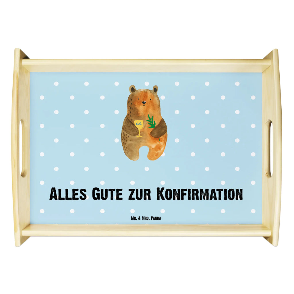 Serviertablett Konfirmation-Bär Serviertablett, Tablett, Holztablett, Küchentablett, Dekotablett, Frühstückstablett, Bär, Teddy, Teddybär, Konfirmation, Kirche, evangelisch, Gottesdienst