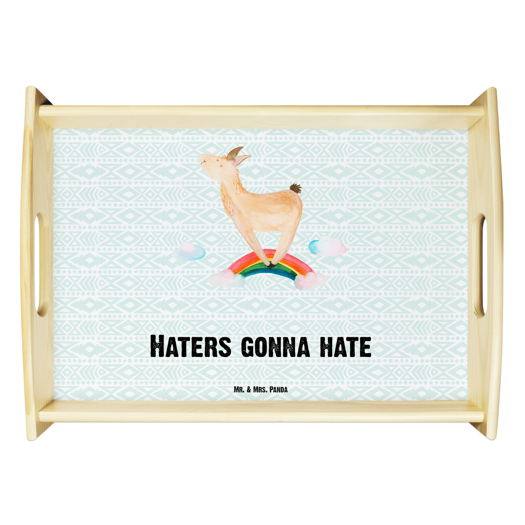 Serviertablett Lama Regenbogen Serviertablett, Tablett, Holztablett, Küchentablett, Dekotablett, Frühstückstablett, Lama, Alpaka, Lamas, Regenbogen, Haters gonna hate, Haters, Selbstständig, Außenseiter, Schule, Abi, Hobby, Wolkenland, Freiheit