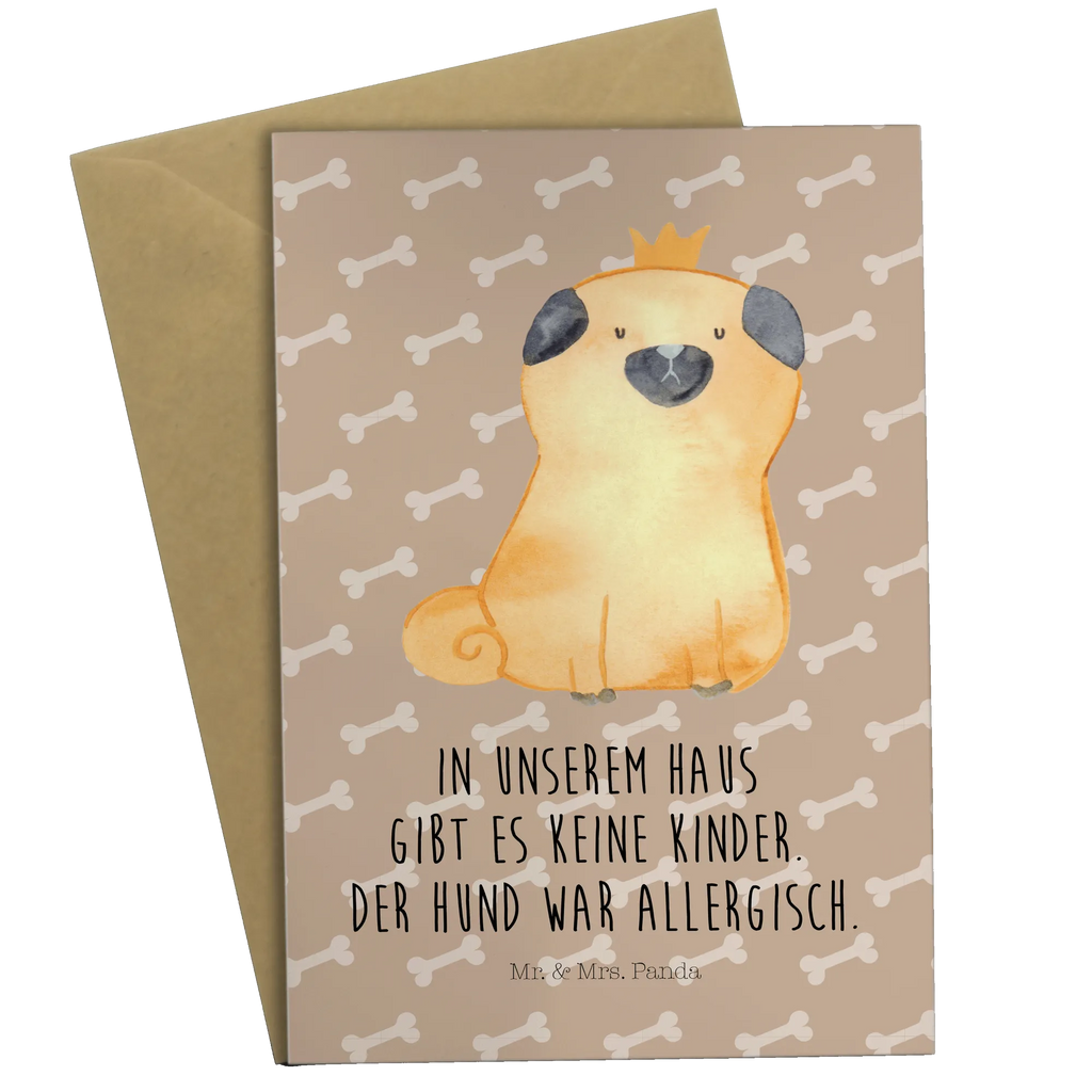 Grußkarte Mops Krone Grußkarte, Klappkarte, Einladungskarte, Glückwunschkarte, Hochzeitskarte, Geburtstagskarte, Karte, Ansichtskarten, Hund, Hundemotiv, Haustier, Hunderasse, Tierliebhaber, Hundebesitzer, Sprüche, Mops, allergisch, kinderlos, Hausregel, Hundebesitzer. Spruch, lustig