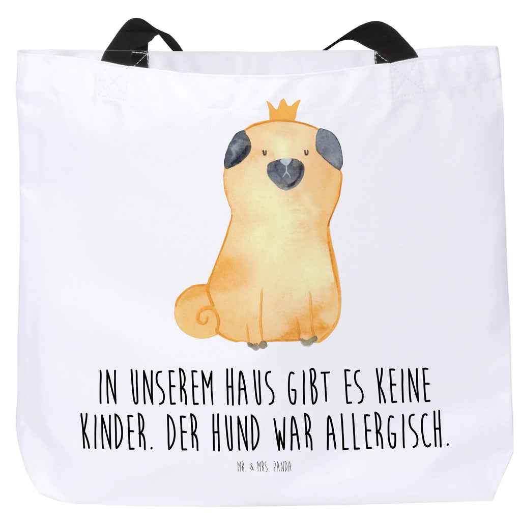 Shopper Mops Krone Beutel, Einkaufstasche, Tasche, Strandtasche, Einkaufsbeutel, Shopper, Schultasche, Freizeittasche, Tragebeutel, Schulbeutel, Alltagstasche, Hund, Hundemotiv, Haustier, Hunderasse, Tierliebhaber, Hundebesitzer, Sprüche, Mops, allergisch, kinderlos, Hausregel, Hundebesitzer. Spruch, lustig