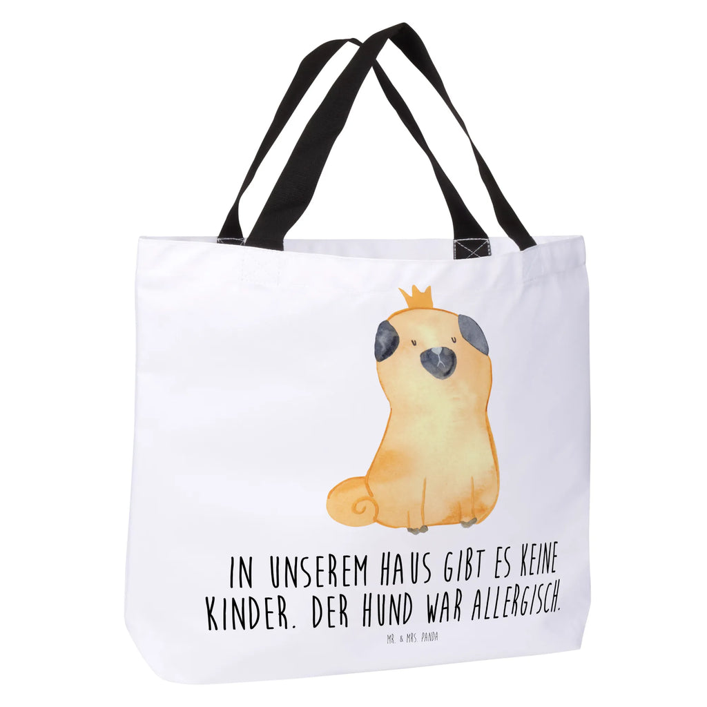 Shopper Mops Krone Beutel, Einkaufstasche, Tasche, Strandtasche, Einkaufsbeutel, Shopper, Schultasche, Freizeittasche, Tragebeutel, Schulbeutel, Alltagstasche, Hund, Hundemotiv, Haustier, Hunderasse, Tierliebhaber, Hundebesitzer, Sprüche, Mops, allergisch, kinderlos, Hausregel, Hundebesitzer. Spruch, lustig