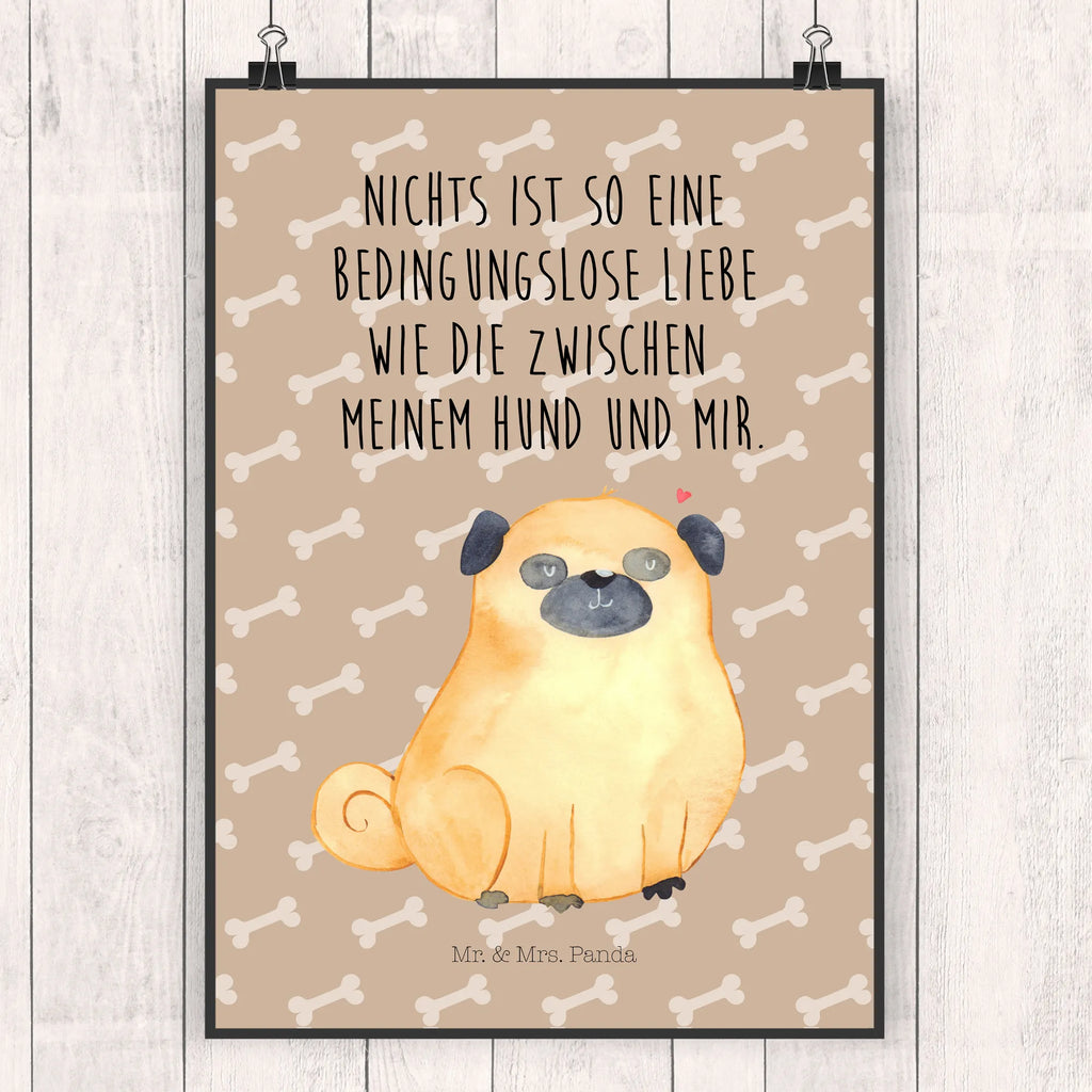 Poster Mops Poster, Wandposter, Bild, Wanddeko, Küchenposter, Kinderposter, Wanddeko Bild, Raumdekoration, Wanddekoration, Handgemaltes Poster, Mr. & Mrs. Panda Poster, Designposter, Kunstdruck, Posterdruck, Hund, Hundemotiv, Haustier, Hunderasse, Tierliebhaber, Hundebesitzer, Sprüche, Mops, Liebe, Hundeliebe