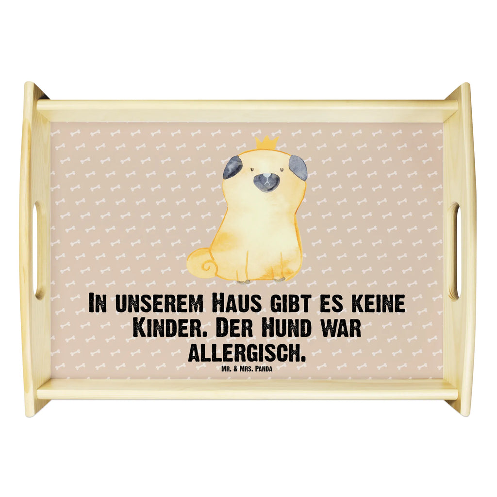 Serviertablett Mops Krone Serviertablett, Tablett, Holztablett, Küchentablett, Dekotablett, Frühstückstablett, Hund, Hundemotiv, Haustier, Hunderasse, Tierliebhaber, Hundebesitzer, Sprüche, Mops, allergisch, kinderlos, Hausregel, Hundebesitzer. Spruch, lustig