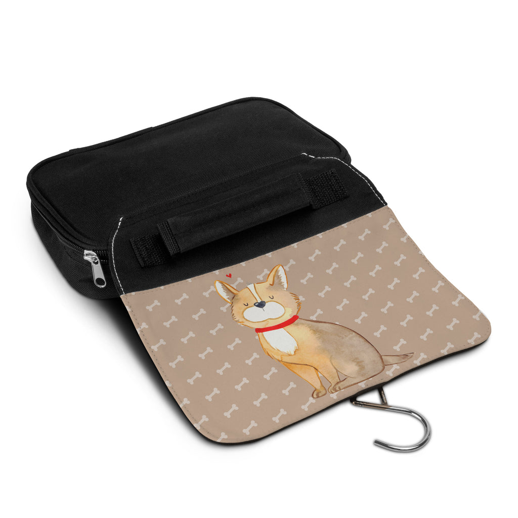 Kulturbeutel Hund Glück Kulturbeutel, Zum Aufhängen, Waschtasche, Kosmetiktasche, Damen, Herren, Aufbewahrungstasche, Schminktasche, Kosmetikbeutel, Organizer, Kulturtasche, Schminkutensil, Hund, Hundemotiv, Haustier, Hunderasse, Tierliebhaber, Hundebesitzer, Sprüche, Corgie, Hundeliebe, Spruch, Hundemama, Liebe