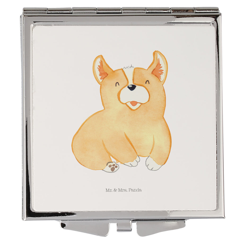 Handtaschenspiegel quadratisch Corgie Spiegel, Handtasche, Quadrat, silber, schminken, Schminkspiegel, Hund, Hundemotiv, Haustier, Hunderasse, Tierliebhaber, Hundebesitzer, Sprüche, Corgie, Welsh Corgie Pembroke, britisch, Motivation, Spruch, Hundespruch, Lebensfreude