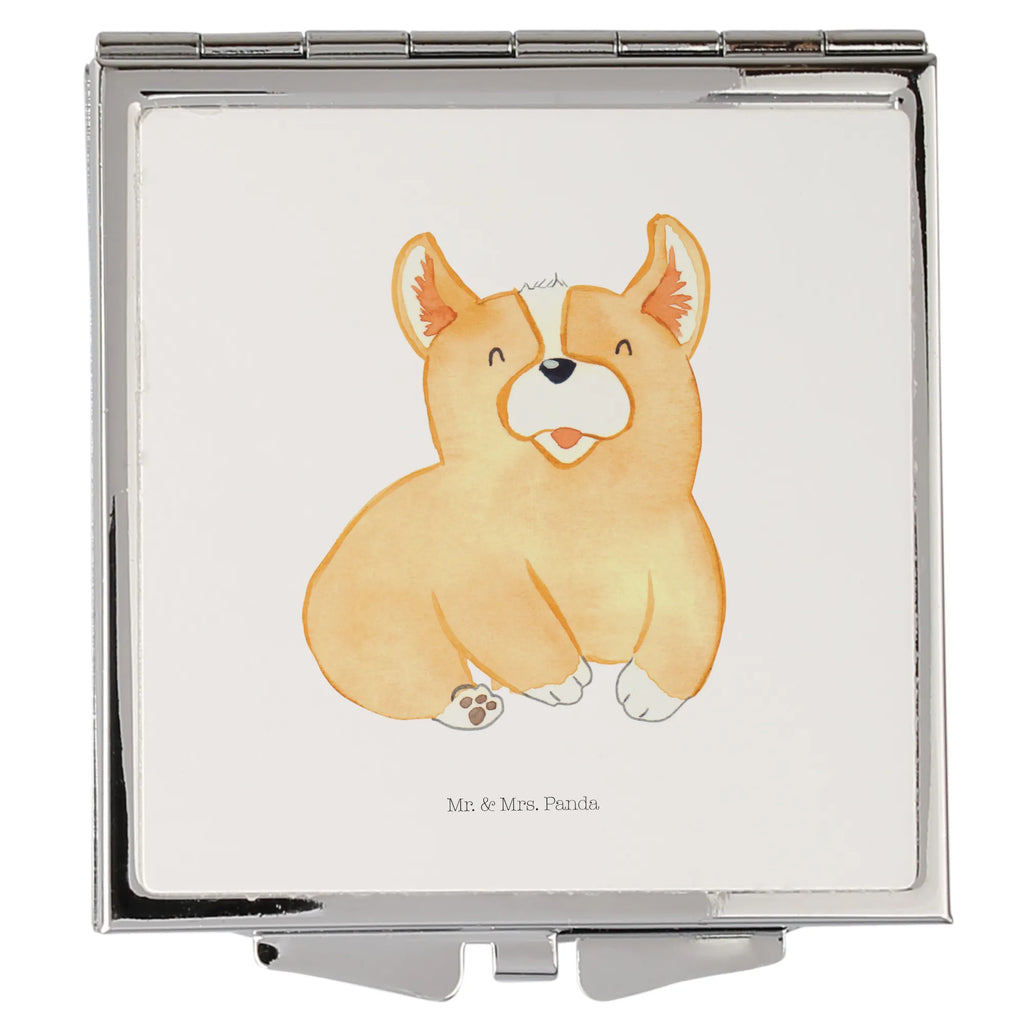 Handtaschenspiegel quadratisch Corgie Spiegel, Handtasche, Quadrat, silber, schminken, Schminkspiegel, Hund, Hundemotiv, Haustier, Hunderasse, Tierliebhaber, Hundebesitzer, Sprüche, Corgie, Welsh Corgie Pembroke, britisch, Motivation, Spruch, Hundespruch, Lebensfreude