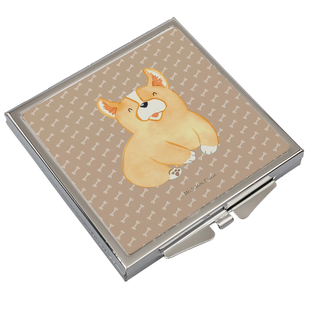 Handtaschenspiegel quadratisch Corgie Spiegel, Handtasche, Quadrat, silber, schminken, Schminkspiegel, Hund, Hundemotiv, Haustier, Hunderasse, Tierliebhaber, Hundebesitzer, Sprüche, Corgie, Welsh Corgie Pembroke, britisch, Motivation, Spruch, Hundespruch, Lebensfreude