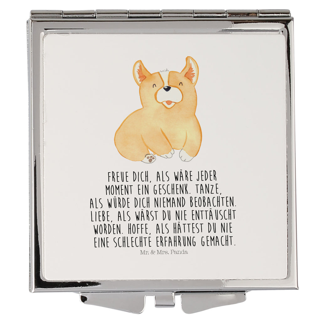 Handtaschenspiegel quadratisch Corgie Spiegel, Handtasche, Quadrat, silber, schminken, Schminkspiegel, Hund, Hundemotiv, Haustier, Hunderasse, Tierliebhaber, Hundebesitzer, Sprüche, Corgie, Welsh Corgie Pembroke, britisch, Motivation, Spruch, Hundespruch, Lebensfreude