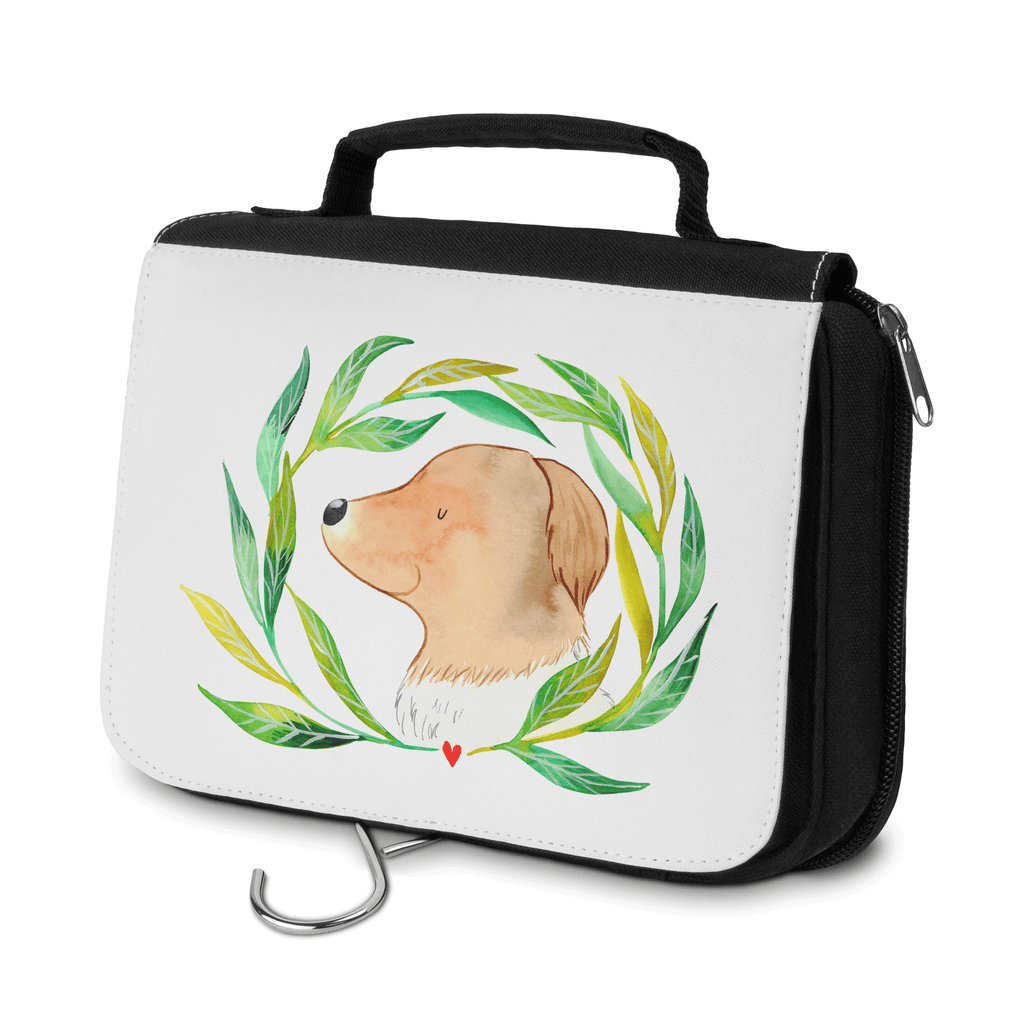 Kulturbeutel Hund Blumen Kulturbeutel, Zum Aufhängen, Waschtasche, Kosmetiktasche, Damen, Herren, Aufbewahrungstasche, Schminktasche, Kosmetikbeutel, Organizer, Kulturtasche, Schminkutensil, Hund, Hundemotiv, Haustier, Hunderasse, Tierliebhaber, Hundebesitzer, Sprüche, Ranke, Therapie, Selbsttherapie, Hundeliebe, Hundeglück, Hunde