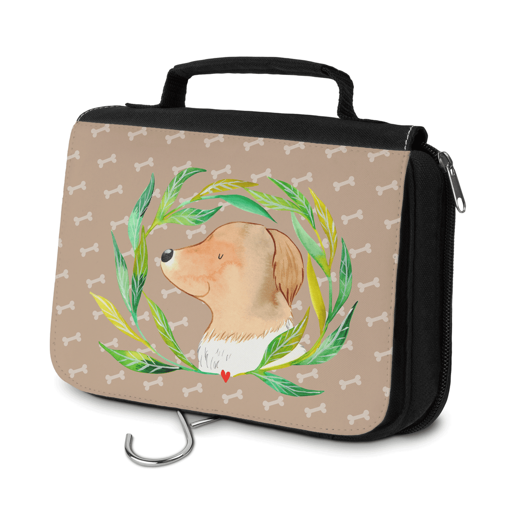 Kulturbeutel Hund Blumen Kulturbeutel, Zum Aufhängen, Waschtasche, Kosmetiktasche, Damen, Herren, Aufbewahrungstasche, Schminktasche, Kosmetikbeutel, Organizer, Kulturtasche, Schminkutensil, Hund, Hundemotiv, Haustier, Hunderasse, Tierliebhaber, Hundebesitzer, Sprüche, Ranke, Therapie, Selbsttherapie, Hundeliebe, Hundeglück, Hunde