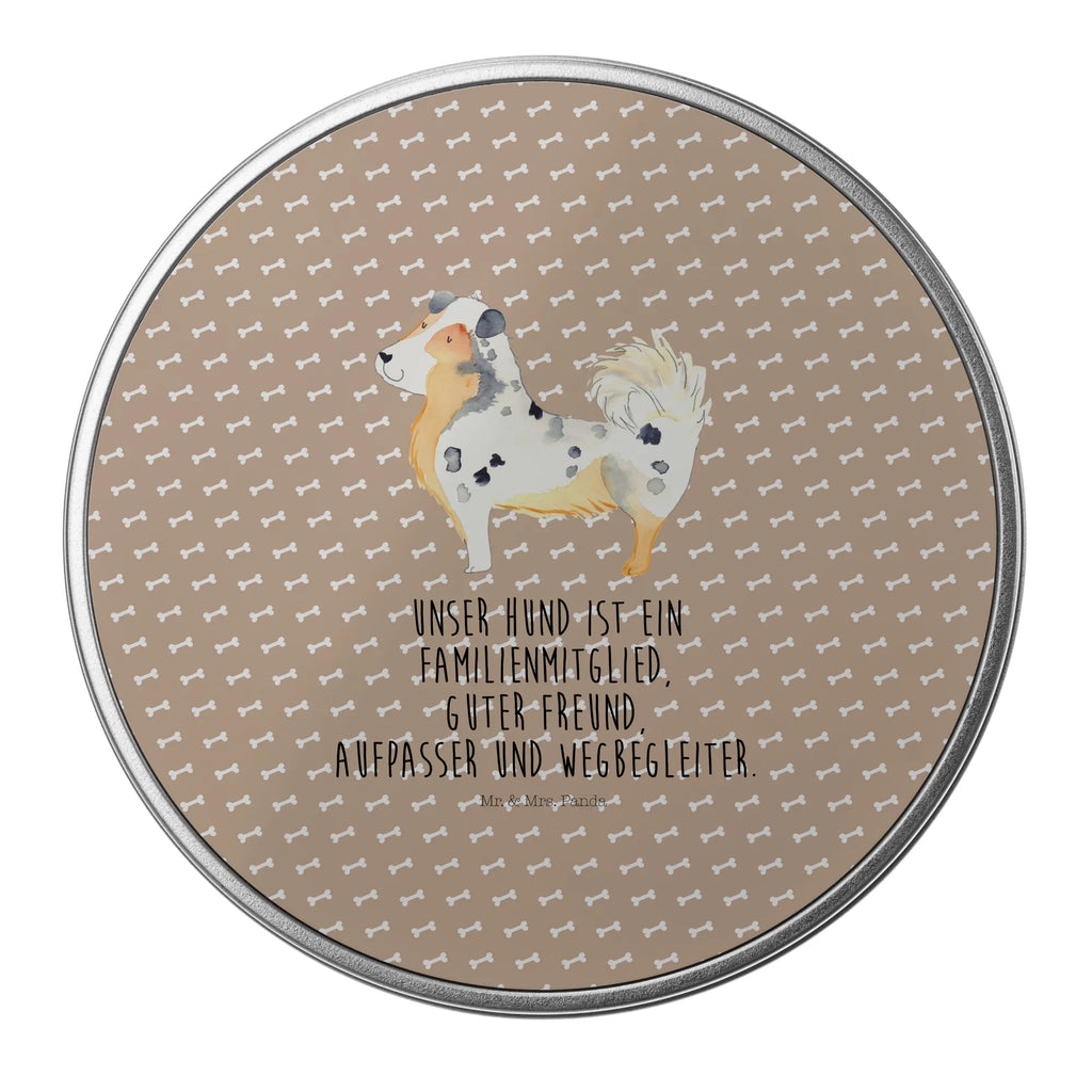 Blechdose rund Hund Australien Shepherd Metalldose, Keksdose, Dose, Vorratsdose, Geschenkbox, Lunchbox, Aufbewahrungsbox, Vorratsdosen, Metallkiste, Metallbox, Metallboxen, Aufbewahrungskiste, Geschenkkiste, Blechdosen mit Deckel, Metallkiste mit Deckel, Vorratsdosen mit Deckel, Metall Dose, Hund, Hundemotiv, Haustier, Hunderasse, Tierliebhaber, Hundebesitzer, Sprüche, Australien Shepherd, Shepherd, Hundeliebe, Familienhund, Spruch