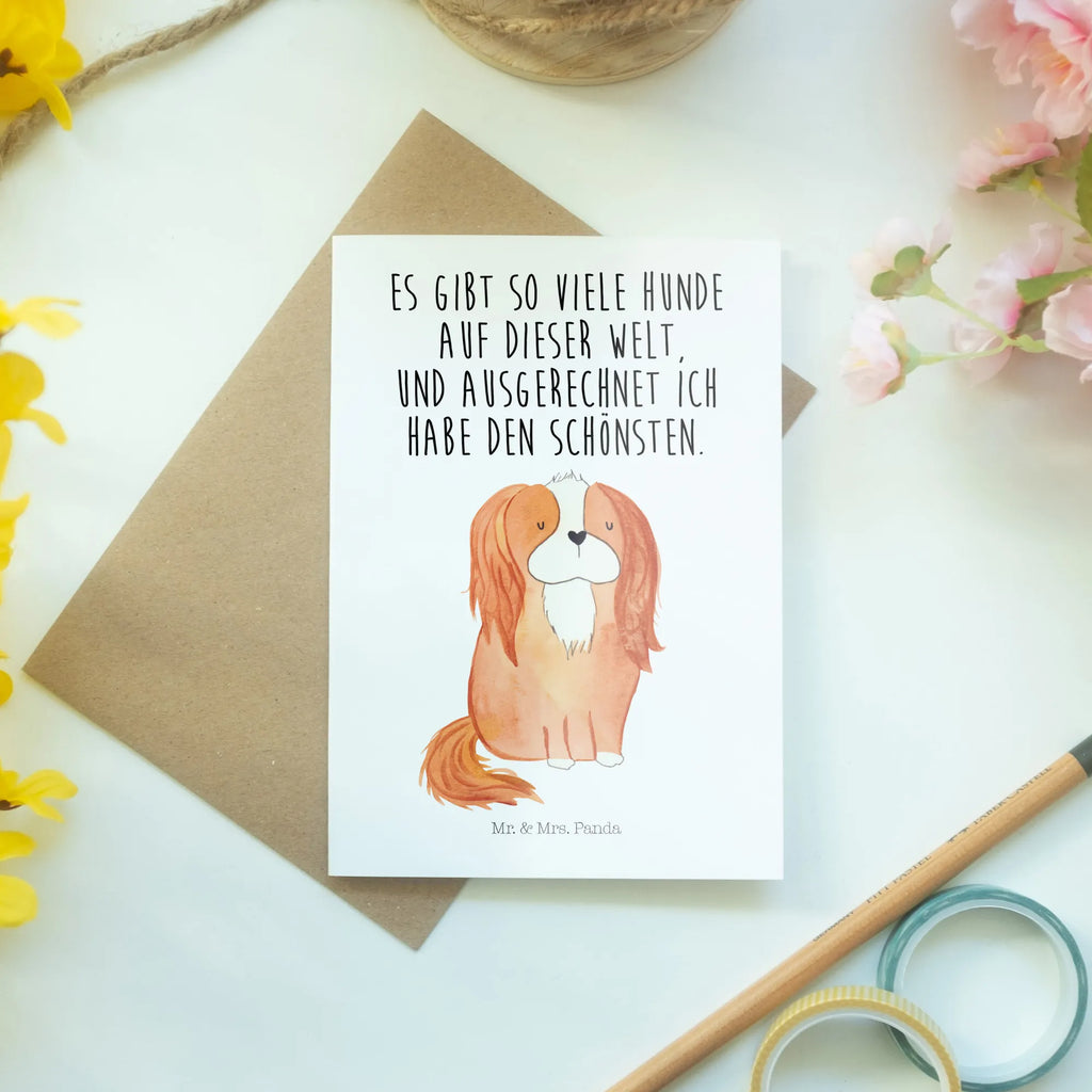 Grußkarte Hund Cavalier King Charles Spaniel Grußkarte, Klappkarte, Einladungskarte, Glückwunschkarte, Hochzeitskarte, Geburtstagskarte, Karte, Ansichtskarten, Hund, Hundemotiv, Haustier, Hunderasse, Tierliebhaber, Hundebesitzer, Sprüche, Cavalier King Charles Spaniel, Cockerspaniel, Spaniel, Spruch, schönster Hund