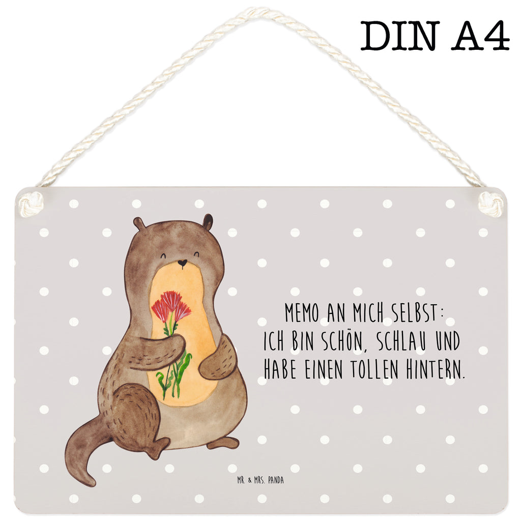 Deko Schild Otter Blumenstrauß Dekoschild, Deko Schild, Schild, Tür Schild, Türschild, Holzschild, Wandschild, Wanddeko, Otter, Fischotter, Seeotter, Otter Seeotter See Otter