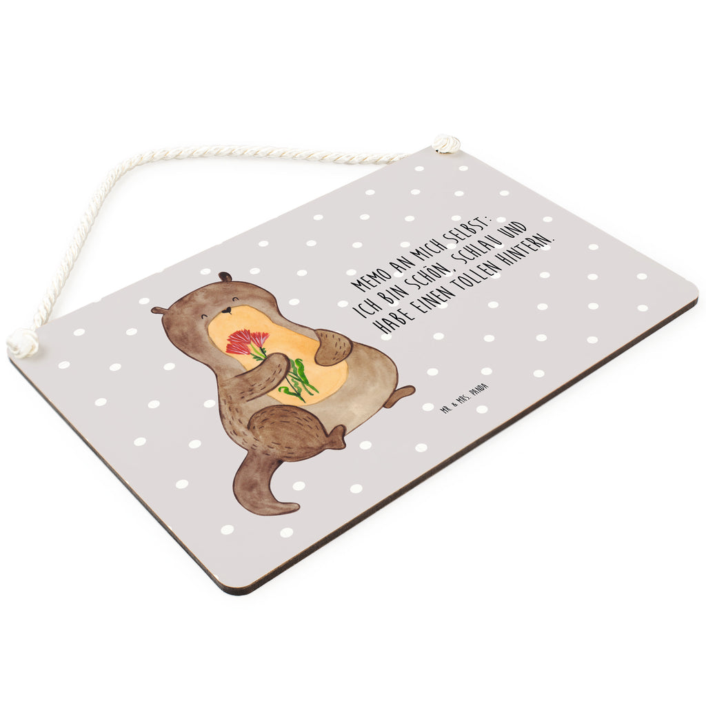 Deko Schild Otter Blumenstrauß Dekoschild, Deko Schild, Schild, Tür Schild, Türschild, Holzschild, Wandschild, Wanddeko, Otter, Fischotter, Seeotter, Otter Seeotter See Otter