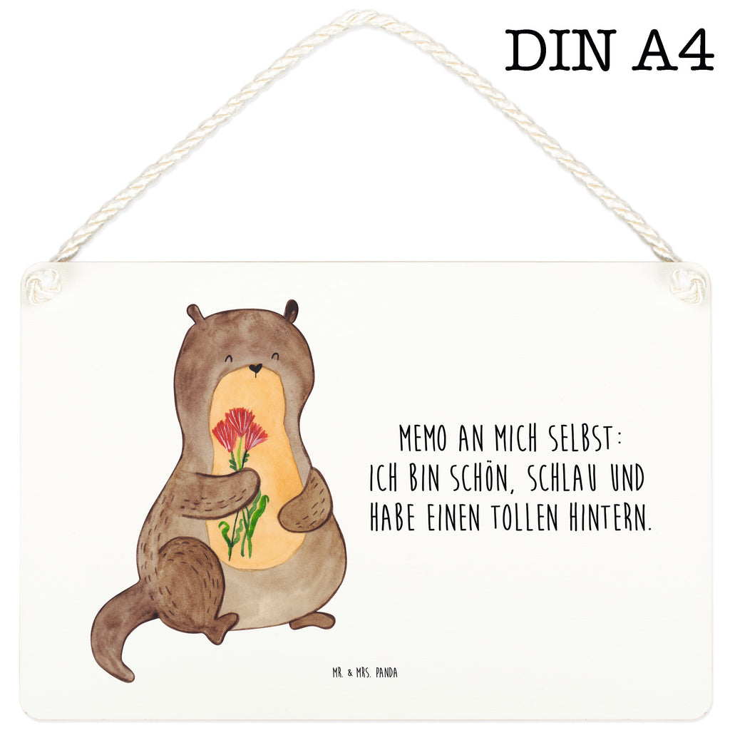 Deko Schild Otter Blumenstrauß Dekoschild, Deko Schild, Schild, Tür Schild, Türschild, Holzschild, Wandschild, Wanddeko, Otter, Fischotter, Seeotter, Otter Seeotter See Otter